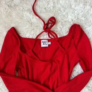 Red Princess Polly Halter Long Sleeve